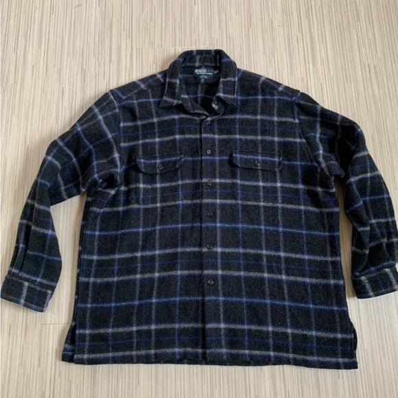 Polo by Ralph Lauren 90s Vtg Shirt Jacket XL Rupert 100% Wool Like New